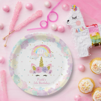 Unicorn Pastel Birthday Paper Plate
