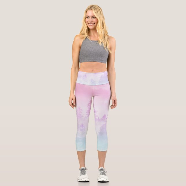 Unicorn Pastel Forest Dream #1 #decor #art Capri Leggings (Front)
