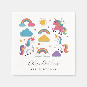 Unicorn Pastel Girls Birthday Party Paper Napkins