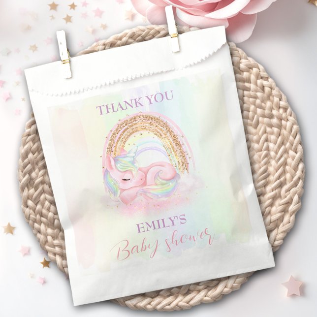 Unicorn Pastel Gold Rainbow Baby Shower Favour Bags (Unicorn Pastel Gold Rainbow Baby Shower Favor Bag)