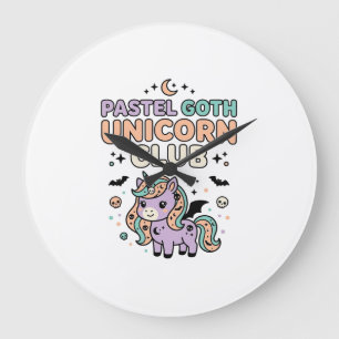 Unicorn Pastel Goth Unicorn Club Trendy Graphic Te Large Clock