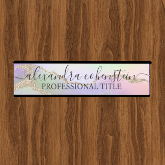 Unicorn Pastel Marble Agate Office Door Sign