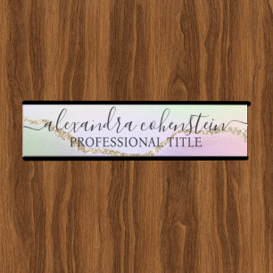 Unicorn Pastel Marble Agate Office Door Sign