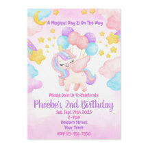 Unicorn Pastel Rainbow Birthday Party Invitation