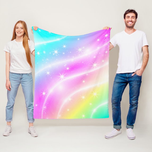 Unicorn Pastel Rainbow Colour  Fleece Blanket (In Situ)