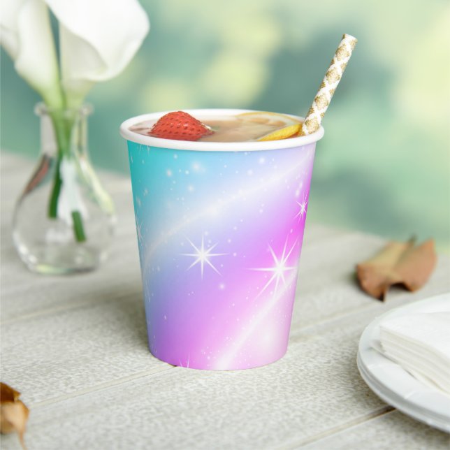 Unicorn Pastel Rainbow Colour  Paper Cups (Insitu)