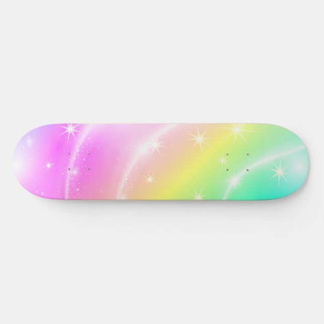 Unicorn Pastel Rainbow Colour Skateboard (Horz)
