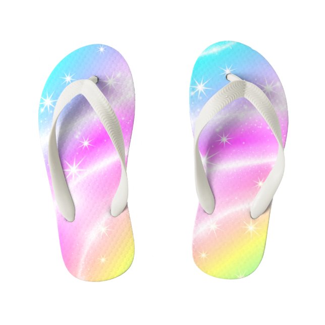 Unicorn Pastel Rainbow Colours Kid's Flip Flops (Footbed)