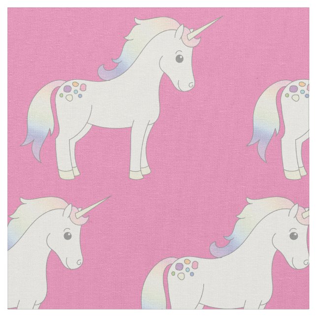 Unicorn Pastel Rainbow Pink Fabric (Close Up)