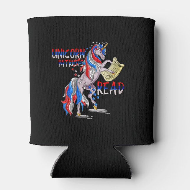 Unicorn Patriots Read Can Cooler (Back)