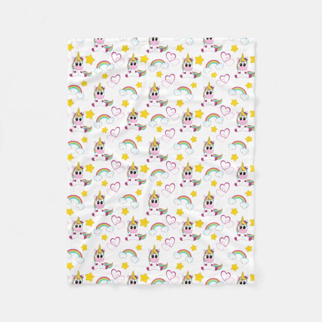 Unicorn pattern fleece blanket (Front)