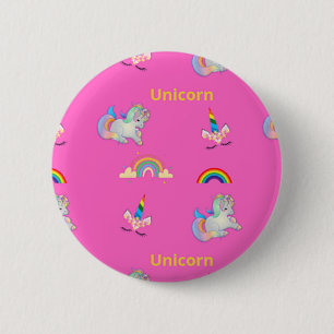 Unicorn pattern on pink 6 cm round badge