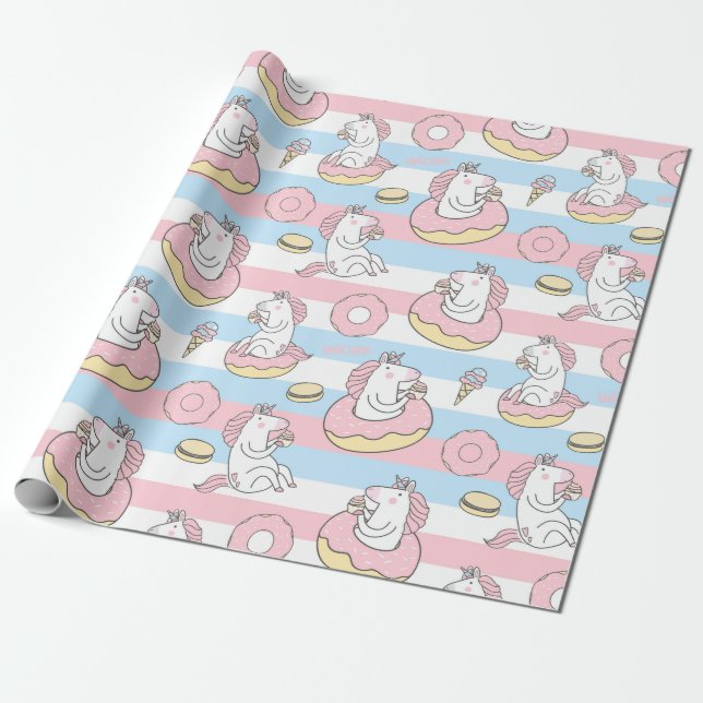 Unicorn Pattern Wrapping Paper (Unrolled)
