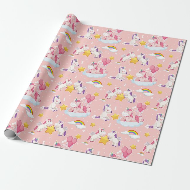 Unicorn Pattern Wrapping Paper (Unrolled)