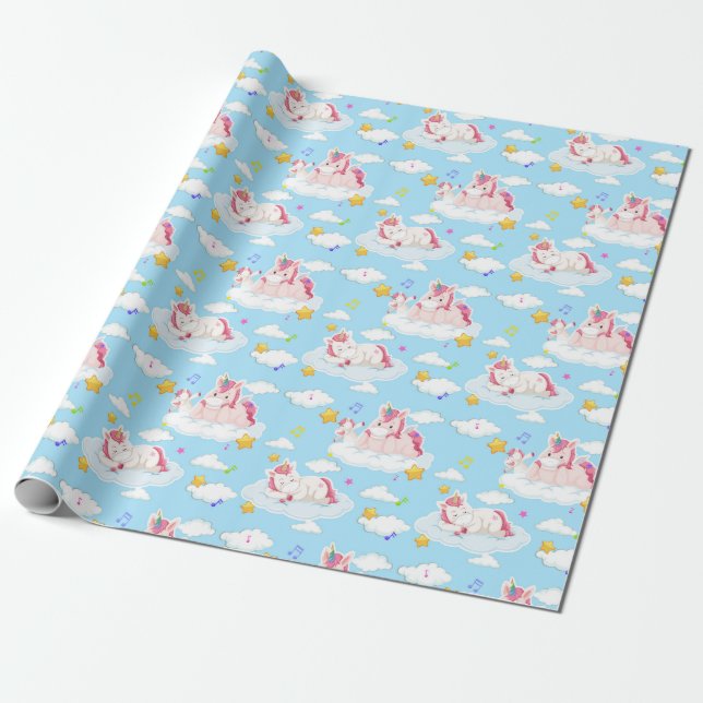 Unicorn Pattern Wrapping Paper (Unrolled)