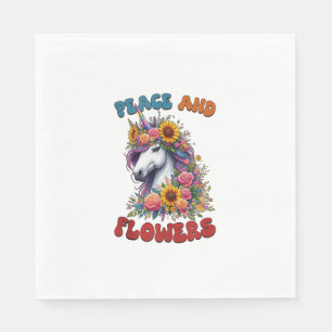 Unicorn Peace And Flowers Floral Flower Crown Tank Napkin