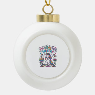 Unicorn Peace Love Pose Unicorn White Background S Ceramic Ball Christmas Ornament