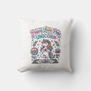 Unicorn Peace Love Pose Unicorn White Background S Cushion