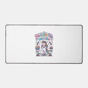 Unicorn Peace Love Pose Unicorn White Background S Desk Mat