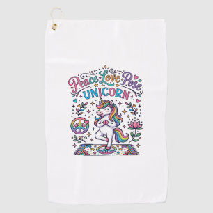 Unicorn Peace Love Pose Unicorn White Background S Golf Towel