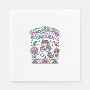 Unicorn Peace Love Pose Unicorn White Background S Napkin