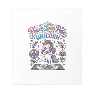 Unicorn Peace Love Pose Unicorn White Background S Notepad