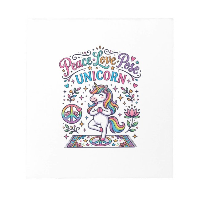 Unicorn Peace Love Pose Unicorn White Background S Notepad (Front)