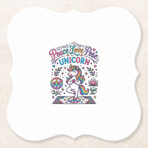 Unicorn Peace Love Pose Unicorn White Background S Paper Coaster