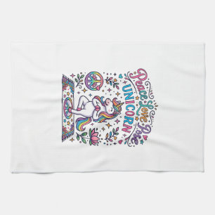 Unicorn Peace Love Pose Unicorn White Background S Tea Towel