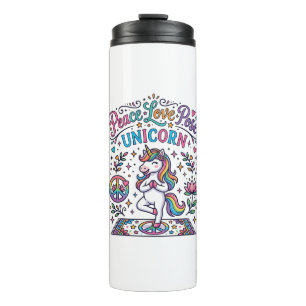 Unicorn Peace Love Pose Unicorn White Background S Thermal Tumbler