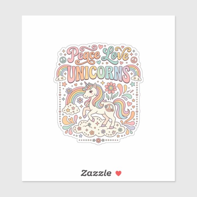 Unicorn Peace Love Unicorns Adorable Vector Design (Sheet)