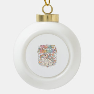 Unicorn Peace Love Unicorns Adorable Vector Design Ceramic Ball Christmas Ornament