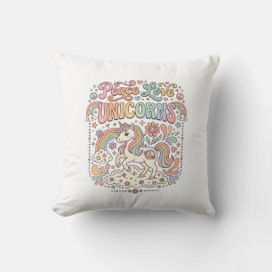 Unicorn Peace Love Unicorns Adorable Vector Design Cushion