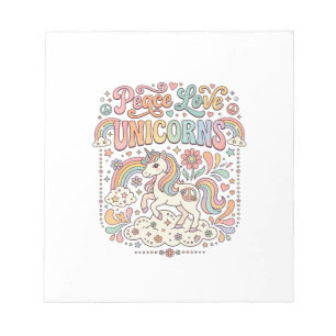 Unicorn Peace Love Unicorns Adorable Vector Design Notepad