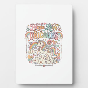 Unicorn Peace Love Unicorns Adorable Vector Design Plaque