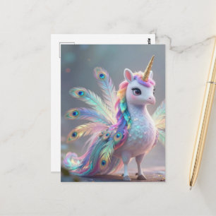unicorn peacock hybrid fantasy creature  postcard