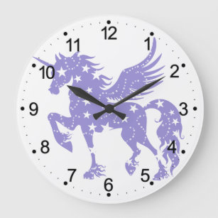 Unicorn  pegasus - Choose background color Large Clock