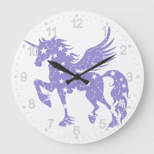 Unicorn  pegasus - Choose background color Large Clock