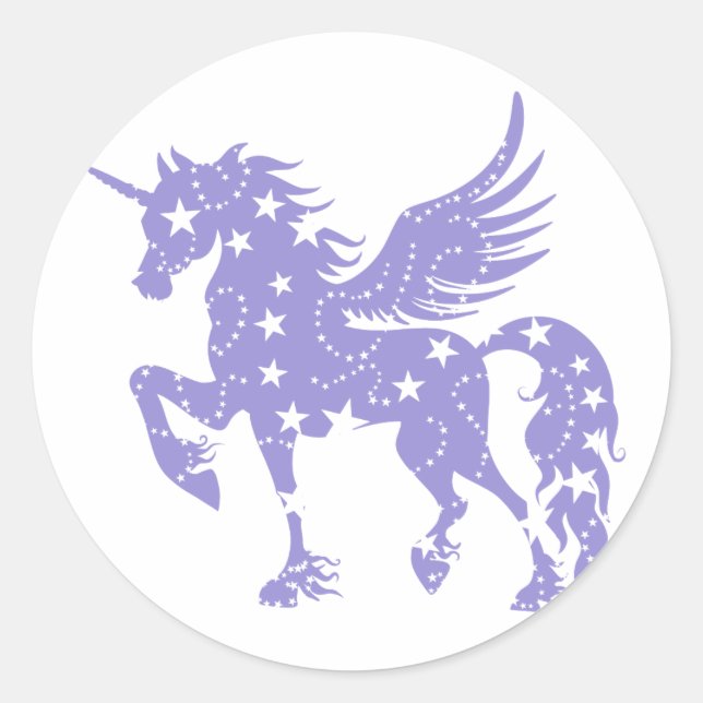 Unicorn  pegasus - Choose background colour Classic Round Sticker (Front)