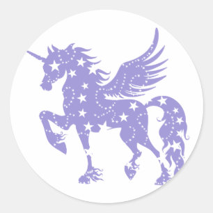 Unicorn  pegasus - Choose background colour Classic Round Sticker