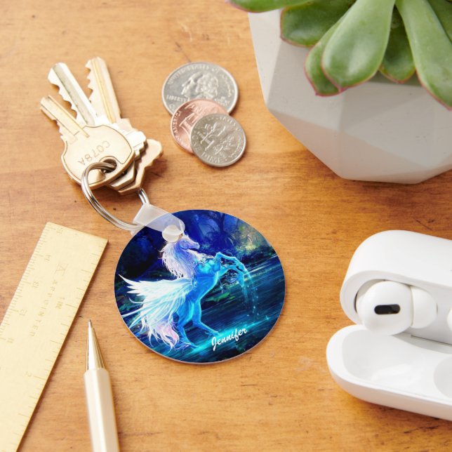 Unicorn Pegasus Keychain Add YOUR NAME (Desk)