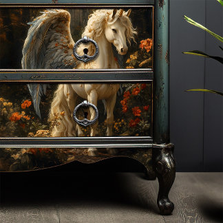 Unicorn Pegasus Woodland Floral Decoupage Tissue Paper