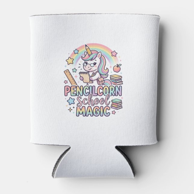 Unicorn Pencilcorn School Magic Adorable Sticker a Can Cooler (Front)