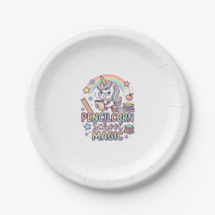 Unicorn Pencilcorn School Magic Adorable Sticker a Paper Plate