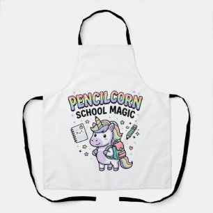 Unicorn Pencilcorn School Magic Charming Merch Des Apron