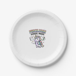 Unicorn Pencilcorn School Magic Charming Merch Des Paper Plate