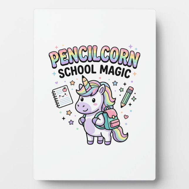Unicorn Pencilcorn School Magic Charming Merch Des Plaque (Front)