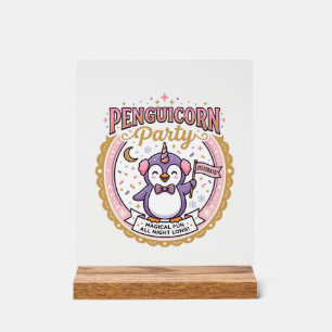 Unicorn Penguicorn Party POD Ready Zazzle Design_1 Acrylic Sign