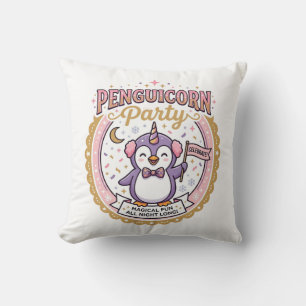 Unicorn Penguicorn Party POD Ready Zazzle Design_1 Cushion