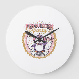 Unicorn Penguicorn Party POD Ready Zazzle Design_1 Large Clock